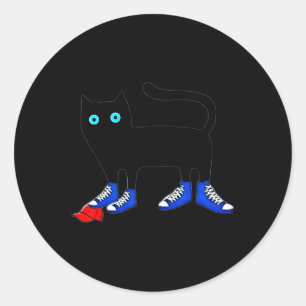 Sticker Rond Harris Chat Portant une toile bleue Chaussures Éch