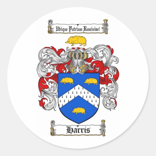 STICKER ROND HARRIS FAMILLE CREST - HARRIS COAT D'ARMES (Devant)