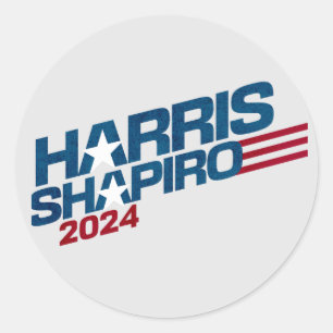 Sticker Rond Harris Shapiro 2024 Étoiles et Bandes Patriotiques