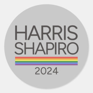 Sticker Rond Harris Shapiro 2024 Pride LGBTQ Kamala Harris