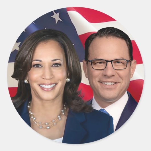 Sticker Rond Harris Shapiro pour l'Amérique 2024 (Devant)