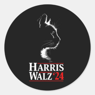 Sticker Rond Harris Tim Walz Waltz 2024 Vp Funny Cat Harris Wal