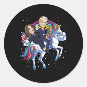 Sticker Rond Harris Unicorn Joe Biden 2021 Président à cheval U