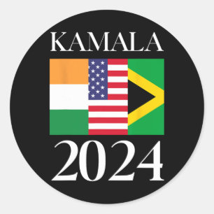 Sticker Rond Harris Vote 2024 Drapeau de l'Inde et de la Jamaïq