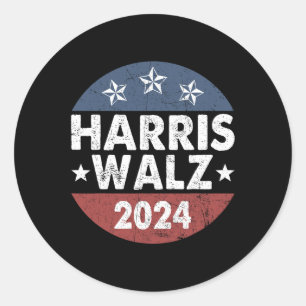 Sticker Rond Harris W Waltz 2024 Retro Vintage