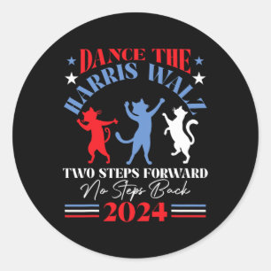 Sticker Rond Harris Waltz 2024 Cat Lady Dance 2 Steps Forward N