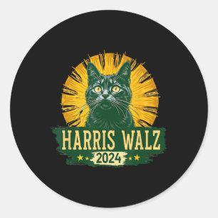 Sticker Rond Harris Waltz 2024 Humour Cat Election Kamala Harri