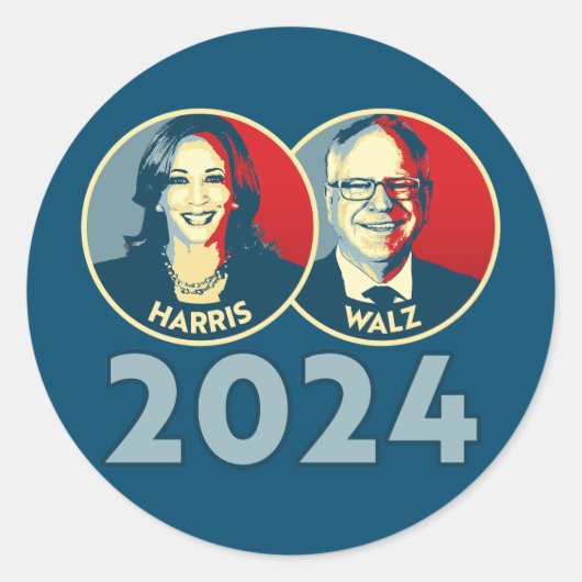 Sticker Rond Harris Walz 2024 (Devant)