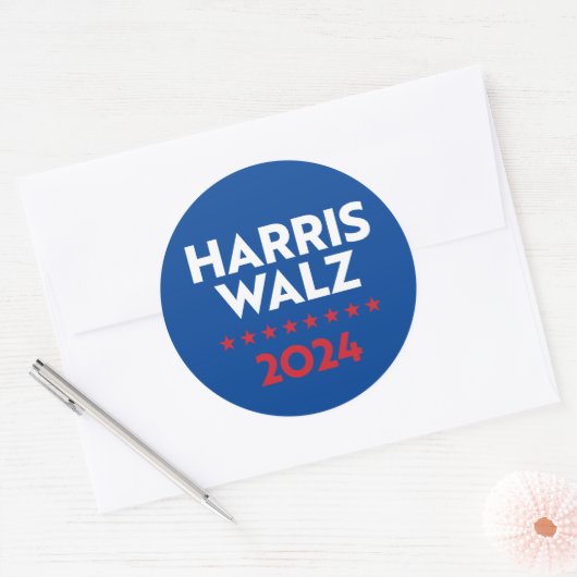 Sticker Rond Harris Walz 2024 (Enveloppe)