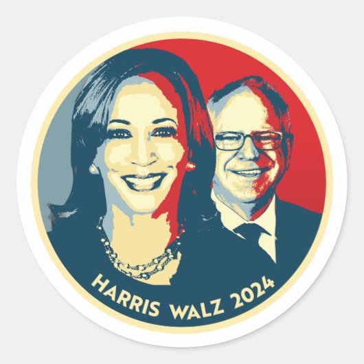 Sticker Rond Harris Walz 2024 (Devant)