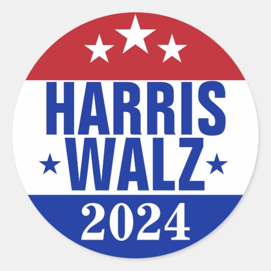 Sticker Rond Harris Walz 2024 Campagne Rouge Bleu (Devant)