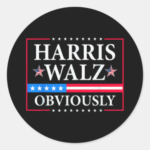 Sticker Rond Harris Walz 2024 Évidemment Tim Walz