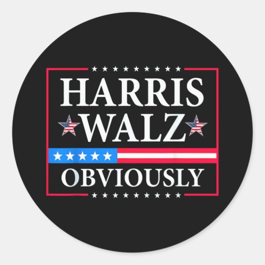 Sticker Rond Harris Walz 2024 Évidemment | Tim Walz (Devant)