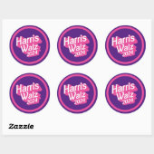 Sticker Rond Harris Walz 2024 Pink (Feuille)