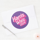 Sticker Rond Harris Walz 2024 Pink (Enveloppe)