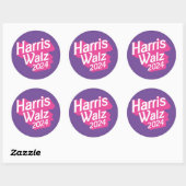 Sticker Rond Harris Walz 2024 Pink (Feuille)