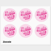 Sticker Rond Harris Walz 2024 Pink (Feuille)