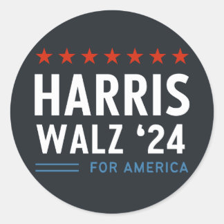 Sticker Rond Harris Walz 2024 Pour L'Amérique