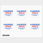 Sticker Rond Harris Walz 2024 - Quand nous combattons nous gagn (Feuille)