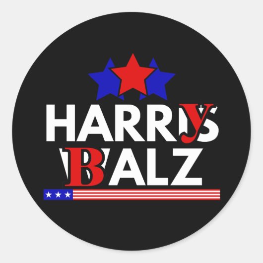 Sticker Rond Harris Walz 24 Harry Balz 2024 Meme Democratics (Devant)