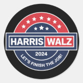 Sticker Rond Harris Walz 24 Kamala Harris Madame la Présidente  (Devant)