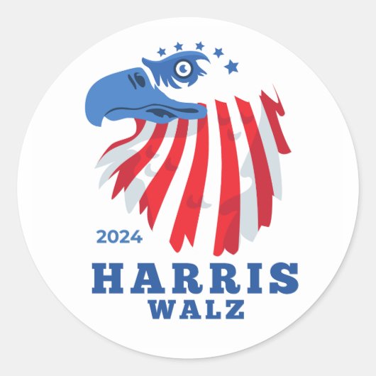Sticker Rond Harris Walz Élection du Parti Démocrate 2024 (Devant)