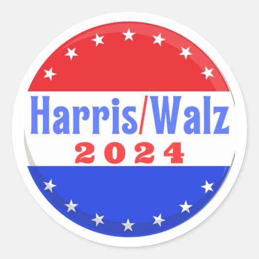 Sticker Rond Harris Walz Élection du Parti Démocrate 2024 (Devant)