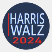Sticker Rond Harris Walz Élection Présidentielle 2024 (Devant)