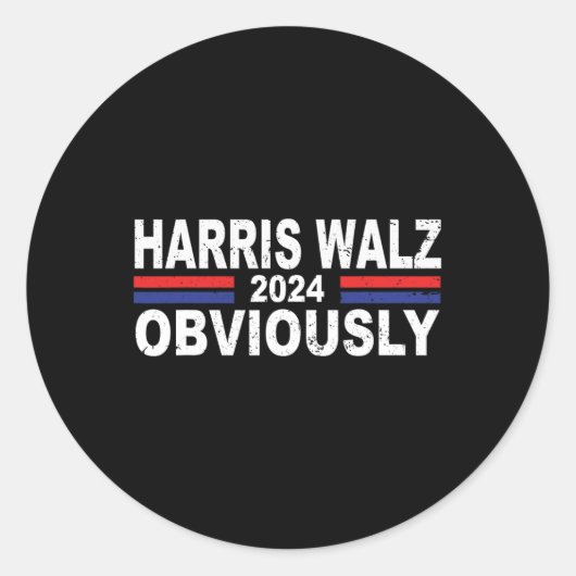 Sticker Rond Harris Walz Évidemment 2024 Kamala Harris Waltz 20 (Devant)