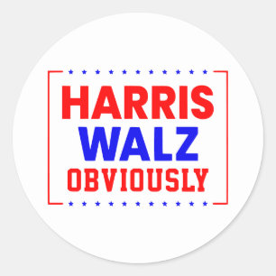 Sticker Rond Harris Walz évidemment Kamala Harris pour le prési