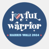 Sticker Rond Harris Walz Joyful Warrior Navy USA Flag Heart (Devant)
