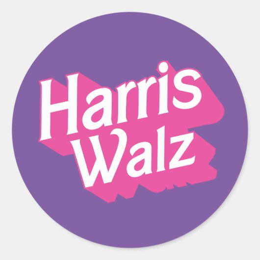Sticker Rond Harris Walz Pink (Devant)