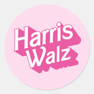 Sticker Rond Harris Walz Pink