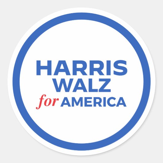 Sticker Rond Harris Walz pour l'Amérique 2024 (Devant)