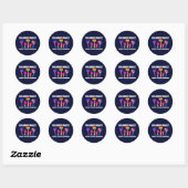 Sticker Rond Harris Walz Unité de division LGBTQ Bleu foncé (Feuille)