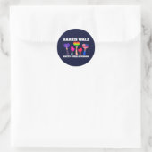 Sticker Rond Harris Walz Unité de division LGBTQ Bleu foncé (Sac)