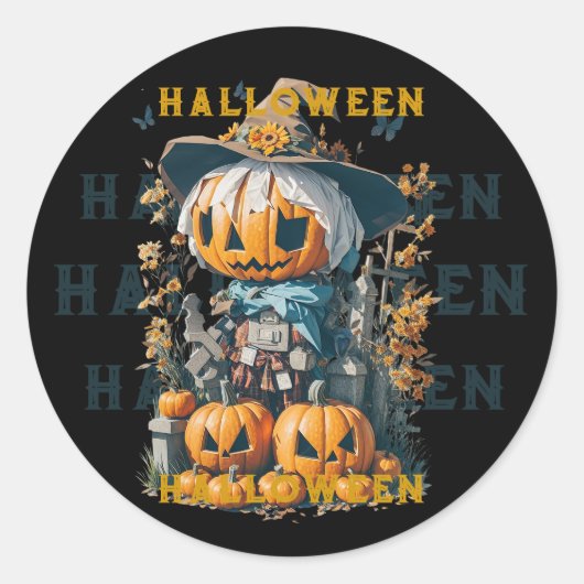 Sticker Rond Harry, l'épouvantail d'Halloween (Devant)