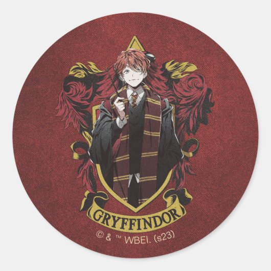 Sticker Rond HARRY POTTER™ | Anime Ron Weasley House Crest (Devant)