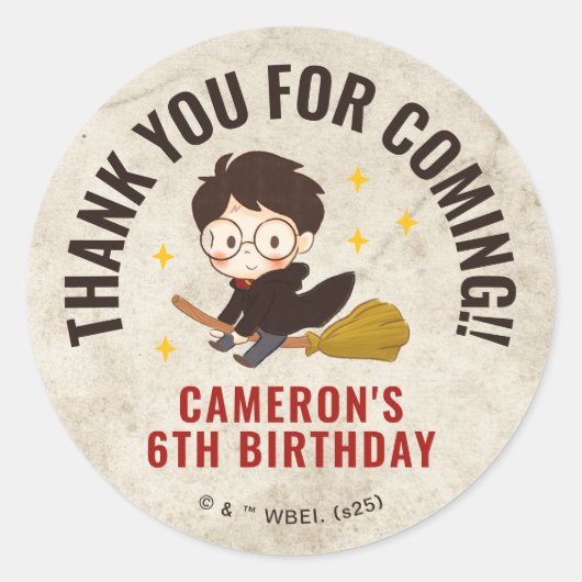 Sticker Rond HARRY POTTER™ Caractère Arc magique Anniversaire (Devant)