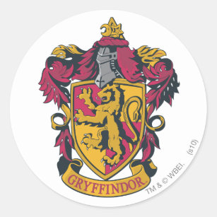 Sticker Rond Harry Potter  Gryffindor Crest Gold et Red