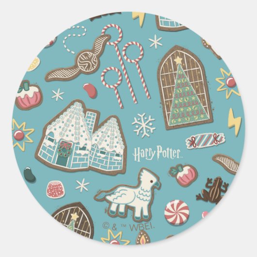 Sticker Rond HARRY POTTER™ HOGWARTS™ Motif de cookies de Noël (Devant)