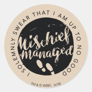 Sticker Rond Harry Potter   Marauder's Map Charms Typographie