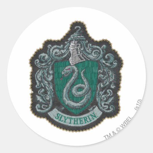 Sticker Rond Harry Potter | Rétro Mighty Blason de Slytherin (Devant)