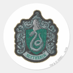 Sticker Rond Harry Potter   Retro Mighty Slytherin Crest