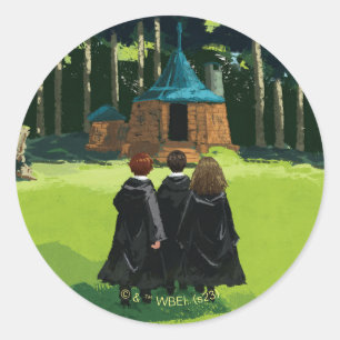 Sticker Rond HARRY POTTER™, Ron et Hermione à la cabane de Hagr
