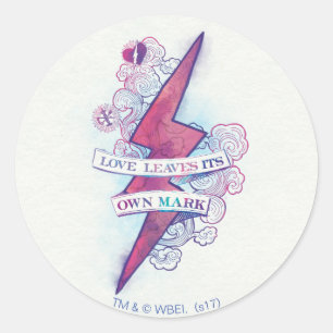 Sticker Rond Harry Potter Spell   Love Feuilles son propre Mark