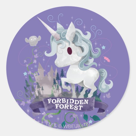 Sticker Rond Harry Potter | Unicorne Graphique Forêt Interdite (Devant)