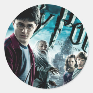 Sticker Rond Harry Potter With Dumbledore Ron and Hermione 1
