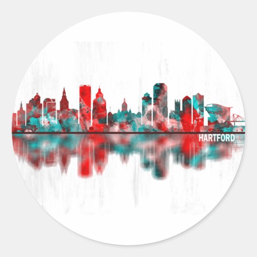 Sticker Rond Hartford Connecticut Skyline (Devant)