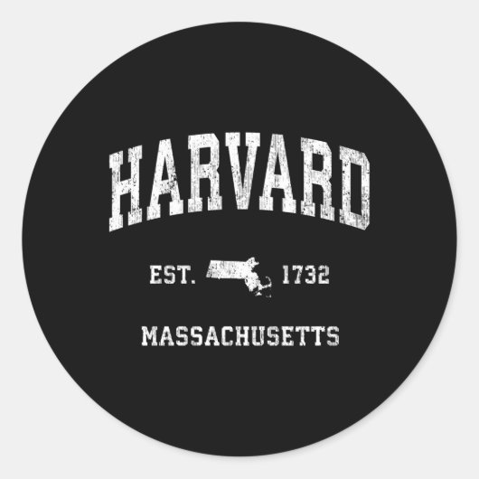 Sticker Rond Harvard Massachusetts Ma Sports Athlétiques (Devant)